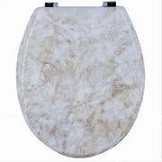 Trade Shop - Copriwater Universale Legno Mdf Tavoletta Bagno Wc Marmo Beige Cerniere 52966a -