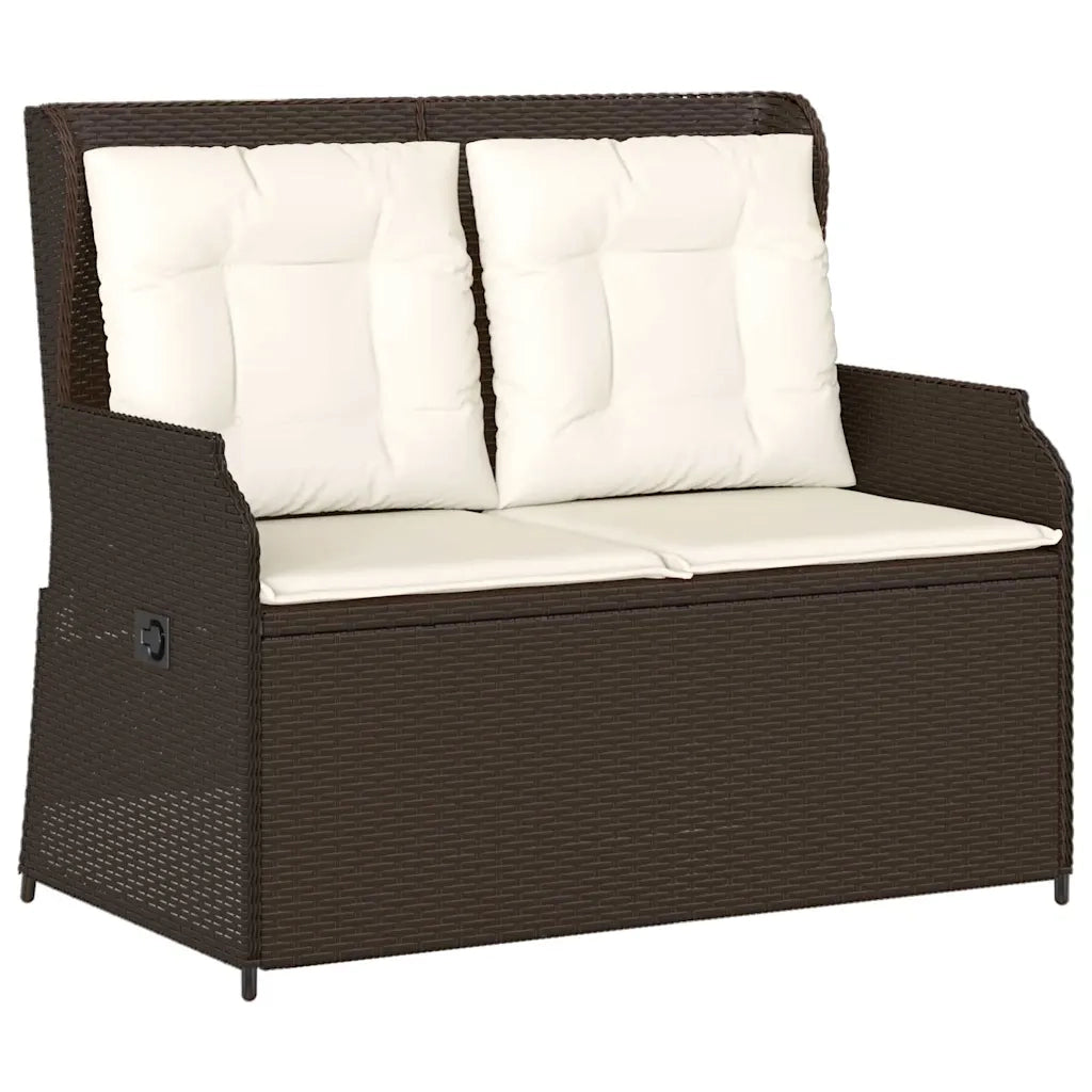 Panca Reclinabile da Giardino con Cuscini-Sgabello-Sedia da esterno Marrone in Polyrattan 223976