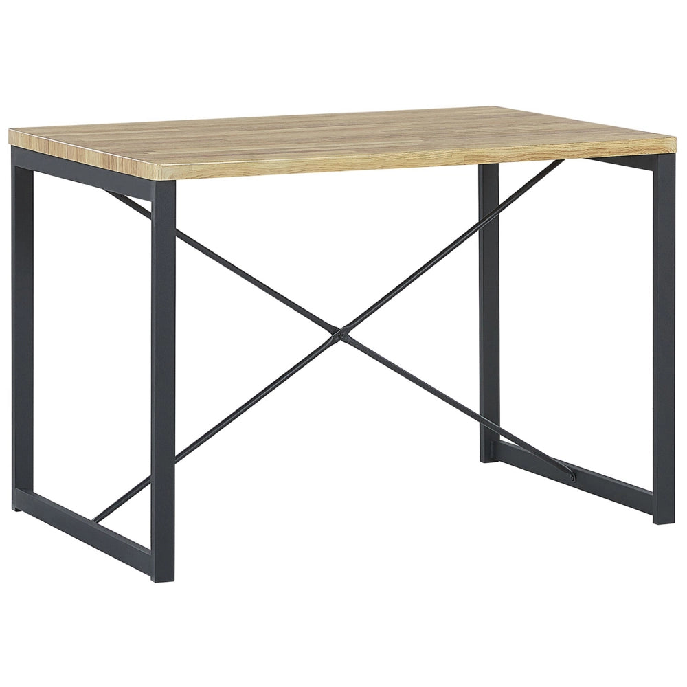 Set da pranzo Piano in legno chiaro Struttura in acciaio Nero Tavolo rettangolare 110 x 70 cm 4 posti con 2 sedie e panca