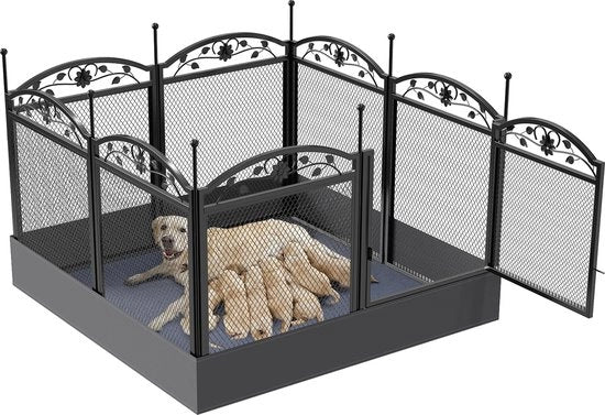 Recinzione per cani - Box per cani - 8 pannelli - Fondazione impermeabile - Recinzione per cani - Recinzione per cuccioli - Materiale metallico - 126 x 126 x 88 cm