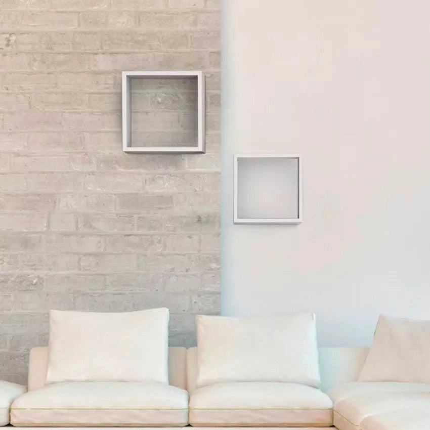 Set 2 Mensole Cubo da Parete Quadrato in Fibra di Legno Q-Bis Maxi Bianco