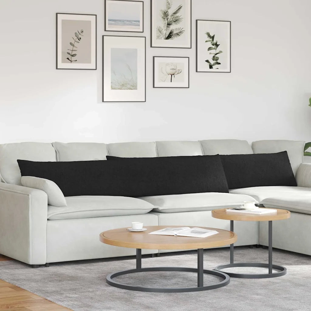 Cuscini da Divano 2 pcs Nero 200 x 40 cm Tessuto