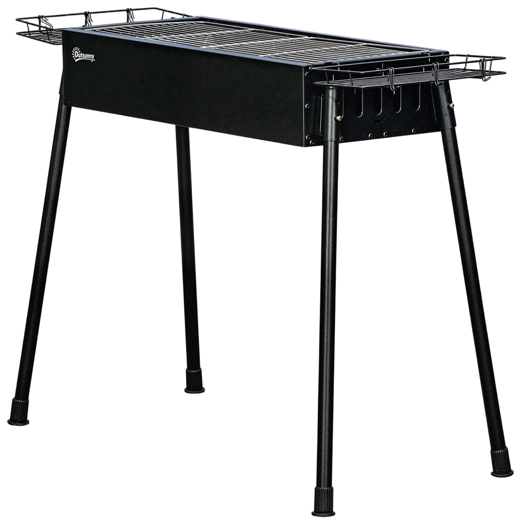Barbecue a Carbone Portatile ¨C Xylo ¨C 2 Griglie Acciaio Inox, 2 Portaspezie, 94x39x70 cm, Nero