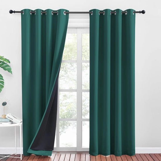 Verdunatore 100% trasparenti - Isolanti acustici - 2 strati di tessuto - 140 x 245 cm - 2 pezzi - Verde scuro - Tende