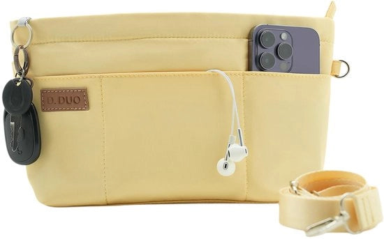 Organizzatore da tasca, borsa a spalla, organizzatore tote con cinturino regolabile, inserti tasca in nylon idrorepellente (giallo, M)