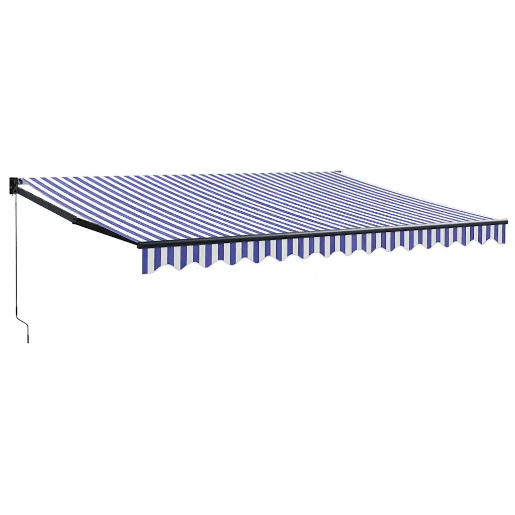 Tenda da Sole Retrattile-Tenda parasole per Patio Blu e Bianca 4x3 m Tessuto e Alluminio 569154