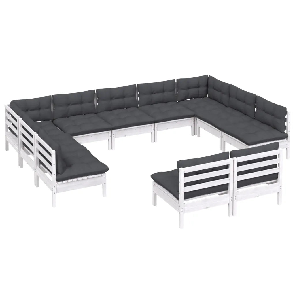 Set Divani da Giardino 11 pz con Cuscini Bianchi Legno di Pino cod mxl 44358