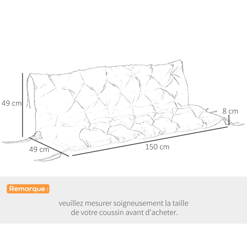 Cuscino per Divano da Giardino 3 Posti ¨C zephmum ¨C Grigio 150x98x8 cm
