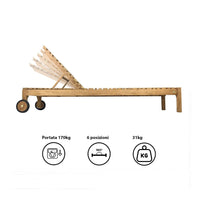 Lettino Prendisole Reclinabile Elafonisi 200x65x31,5 cm a Doghe in Legno Teak