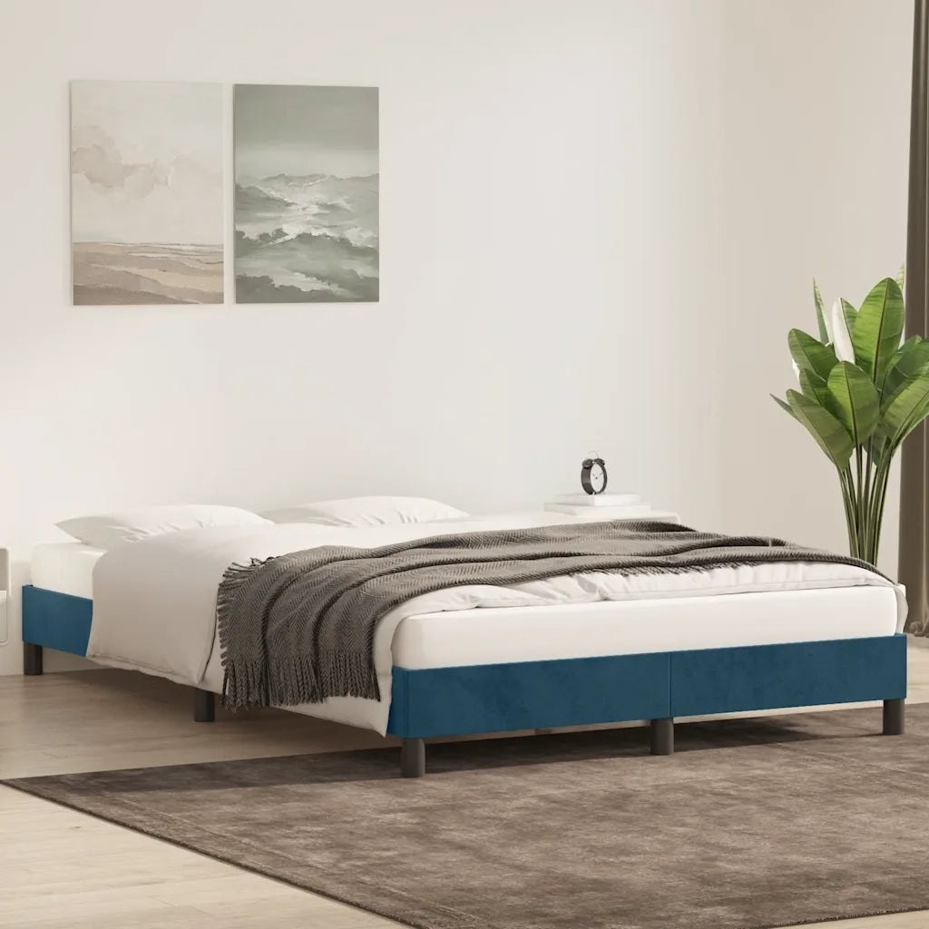 Giroletto senza Materasso Blu Scuro 160x220 cm in Velluto 4101413