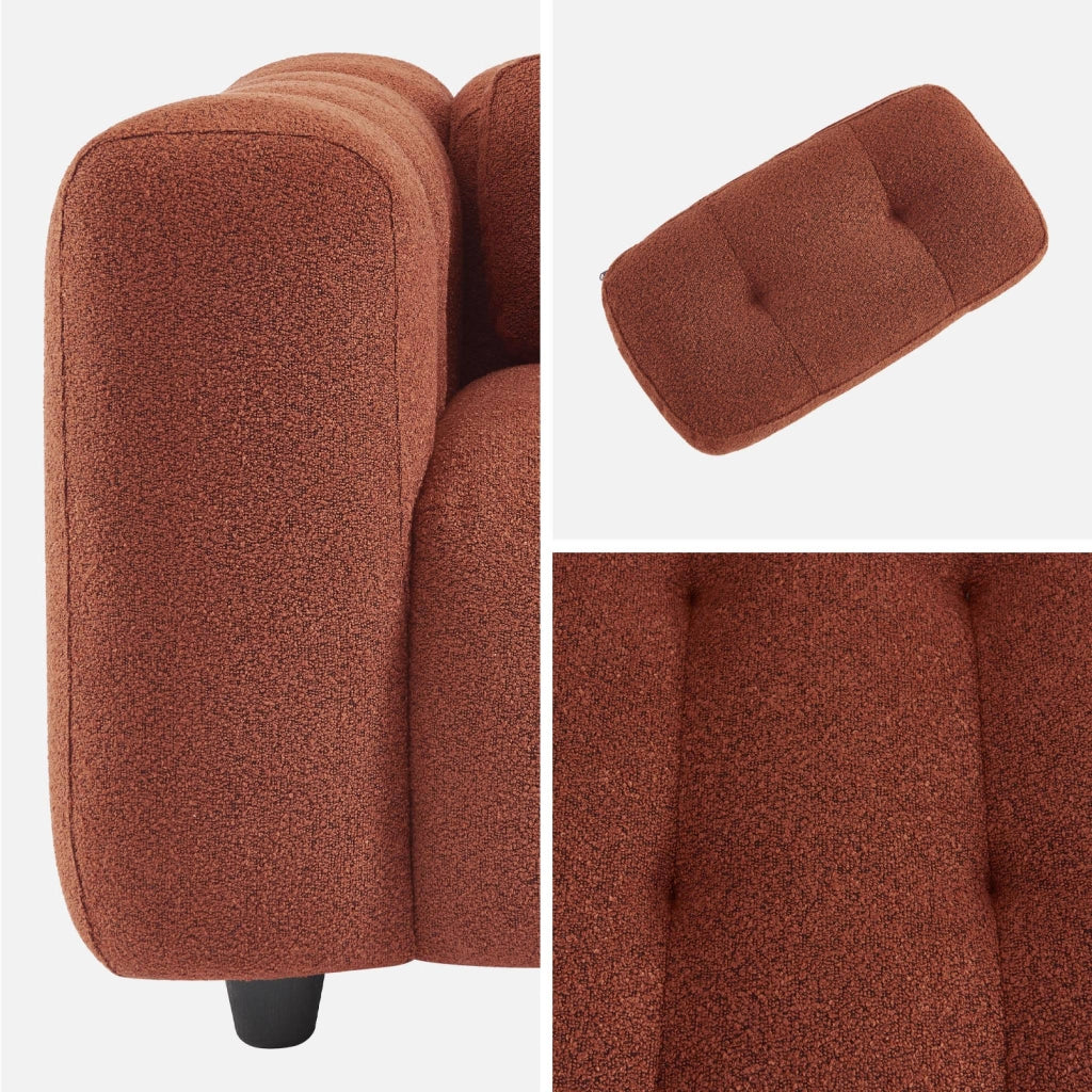 Poltrona imbottita in tessuto bouclé testurizzato, 1 posto, terracotta