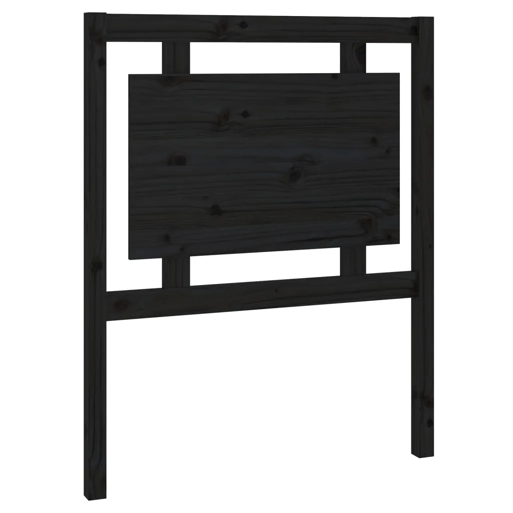 Testiera per Letto Nera 80,5x4x100 cm in Legno Massello di Pino
