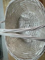 Cestino di legno di wicker bianco - ceste decorative di vimini - 39 x 29 x 37 con maniglia