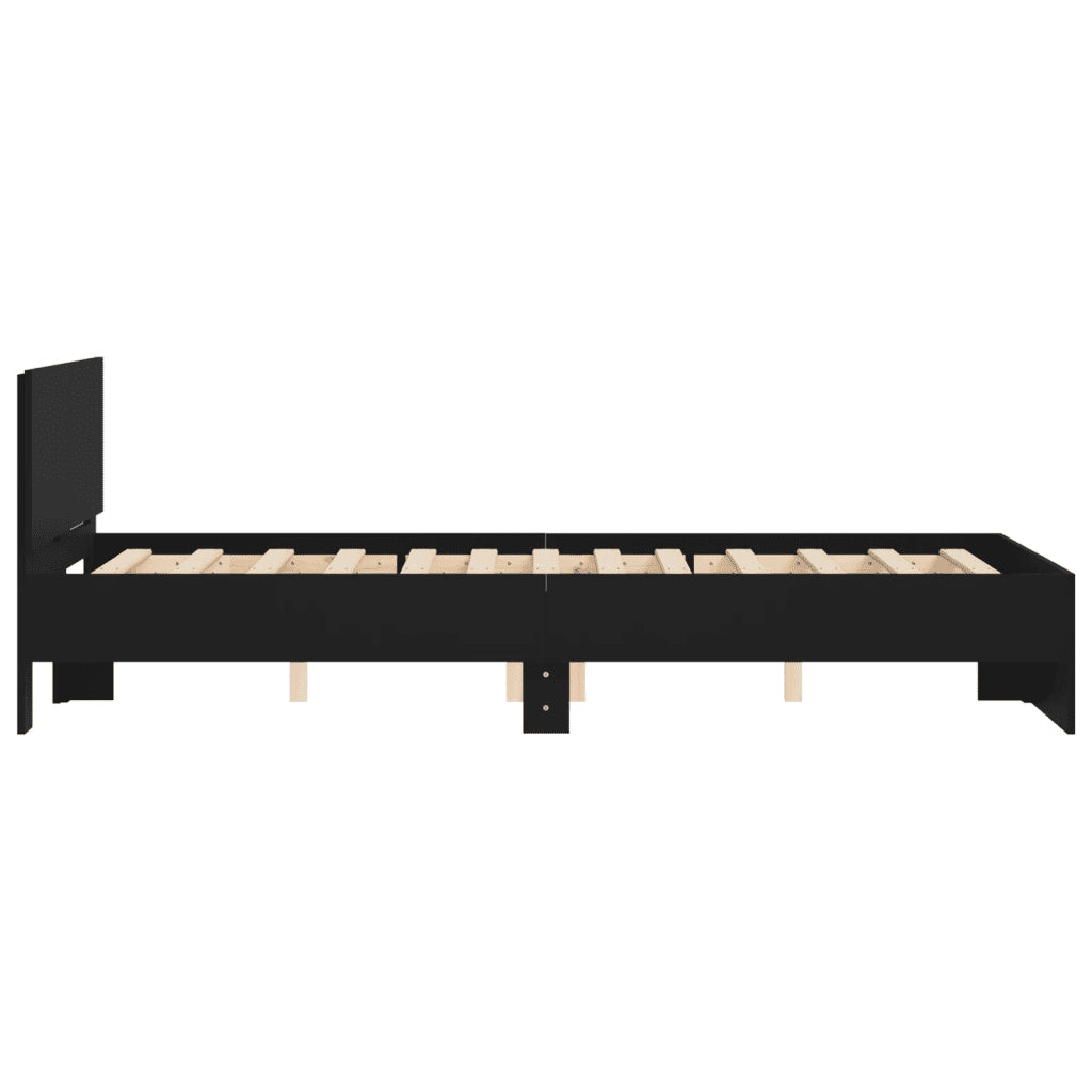 Letto matrimoniale | Letto per adulti | Giroletto con Testiera Nero 120x190 cm