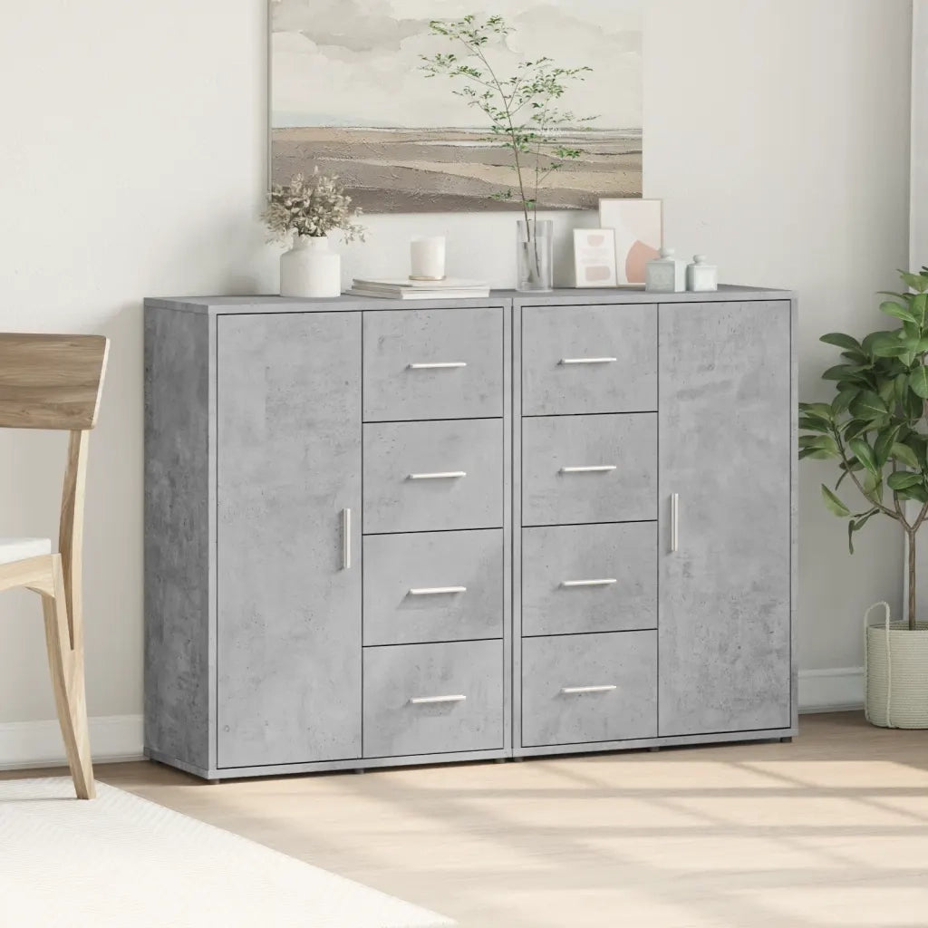 Credenze 2 pz | Madia | Buffet da pranzo | Armadio da pranzo Grigio Cemento 60x31x84 cm in Legno Multistrato