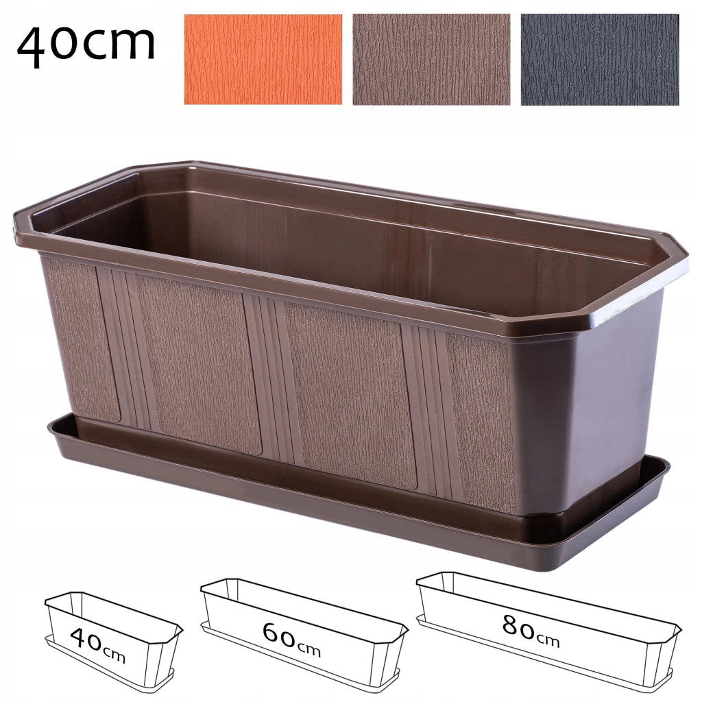 Vaso da fiori per balcone KADAX da 40 cm con supporto e balaustra.