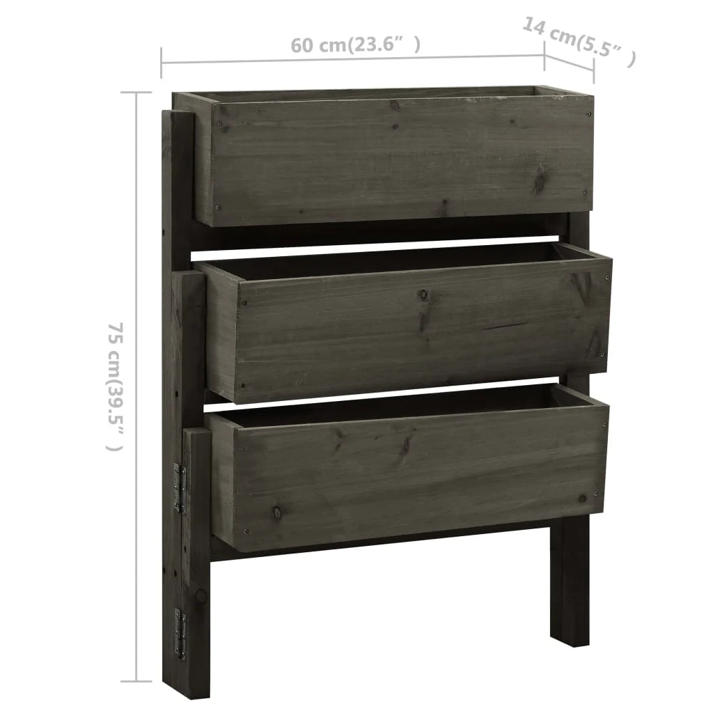 Fioriera pieghevole da giardino grigia 60 x 14 x 75 cm legno di abete 02_0000834
