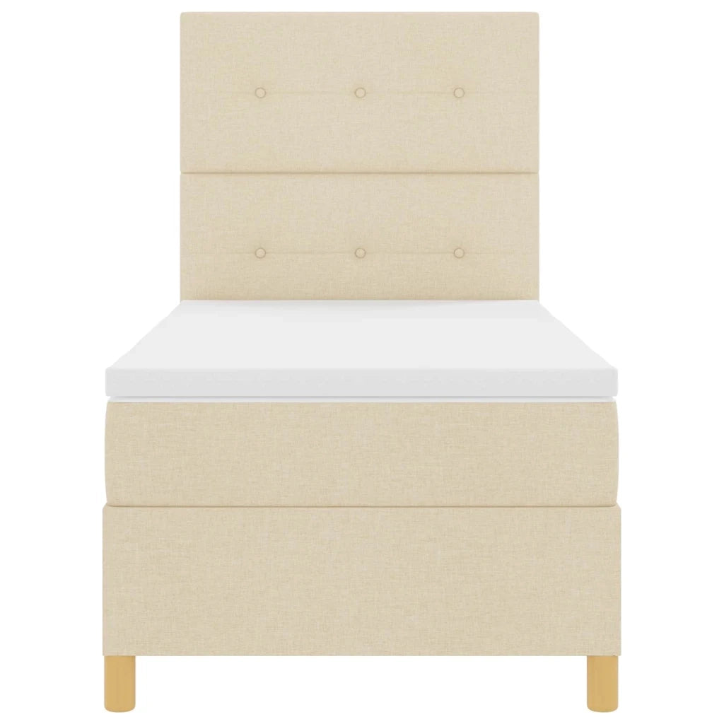 Letto a Sorgente LED con materasso Crema 90 x 190 cm Tessuto 3343066