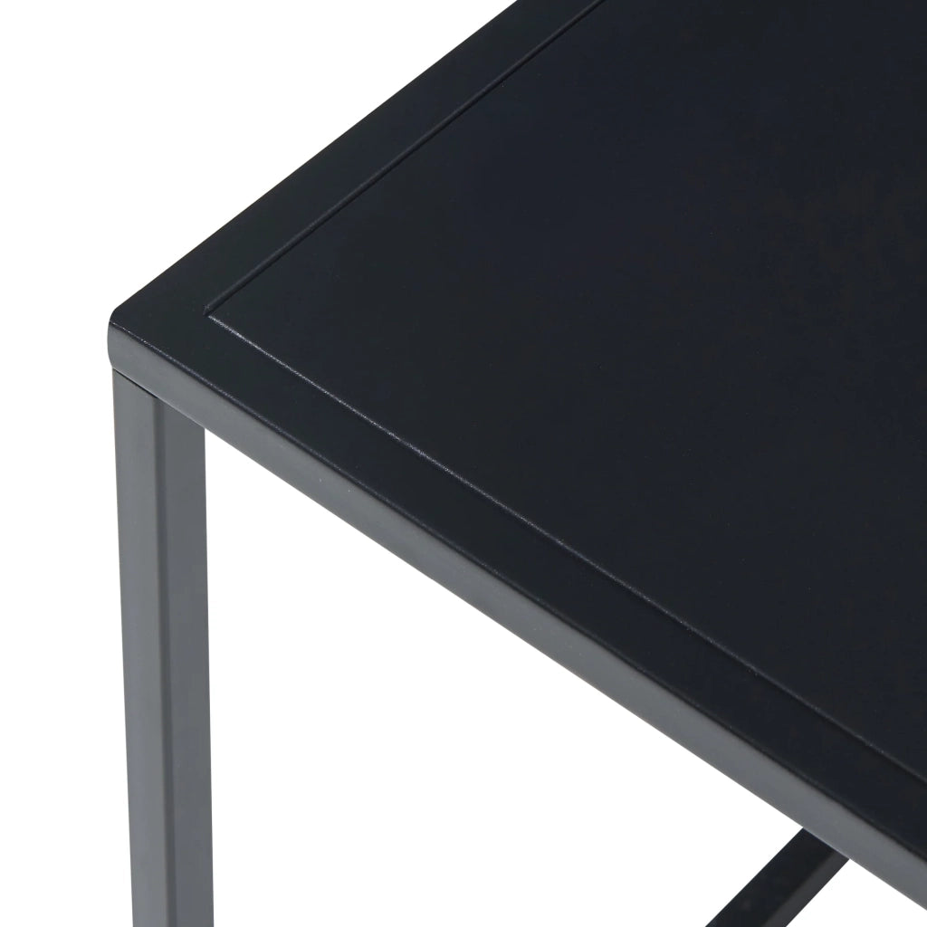 Tavolino da caffè con consolle laterale con piano quadrato in acciaio 60 x 60 x 45 cm nero opaco 03_0010851