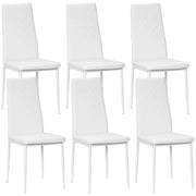 Set 6 Sedie da Pranzo ¨C Xylo ¨C Schienale Alto Similpelle Bianco Struttura Acciaio 41x50x97cm