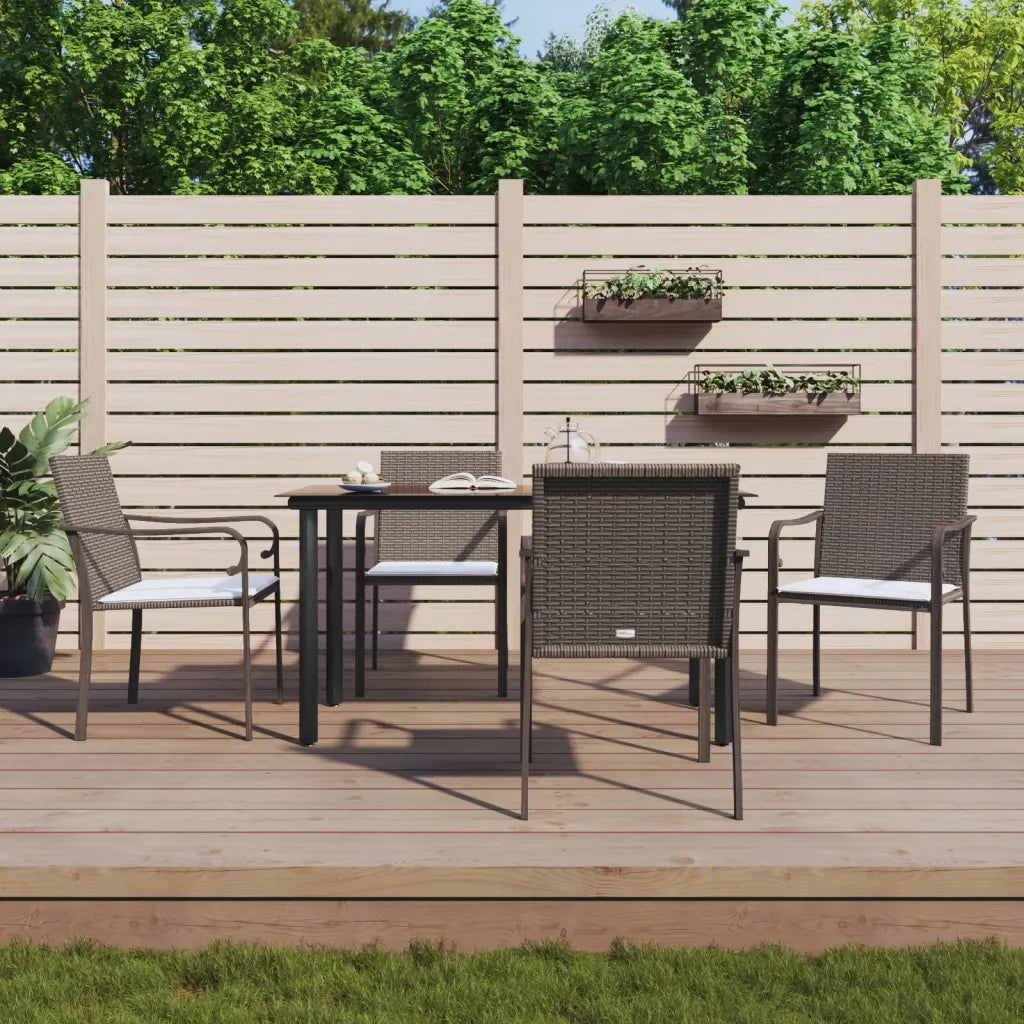 Set Pranzo da Giardino 5pz con Cuscini in Polyrattan e Acciaio 3186957