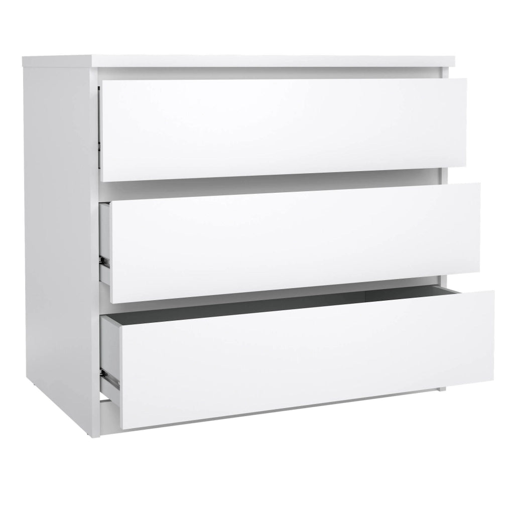 Cassettiera a tre Artic, colore bianco lucido, cm 77 x 70 x 50