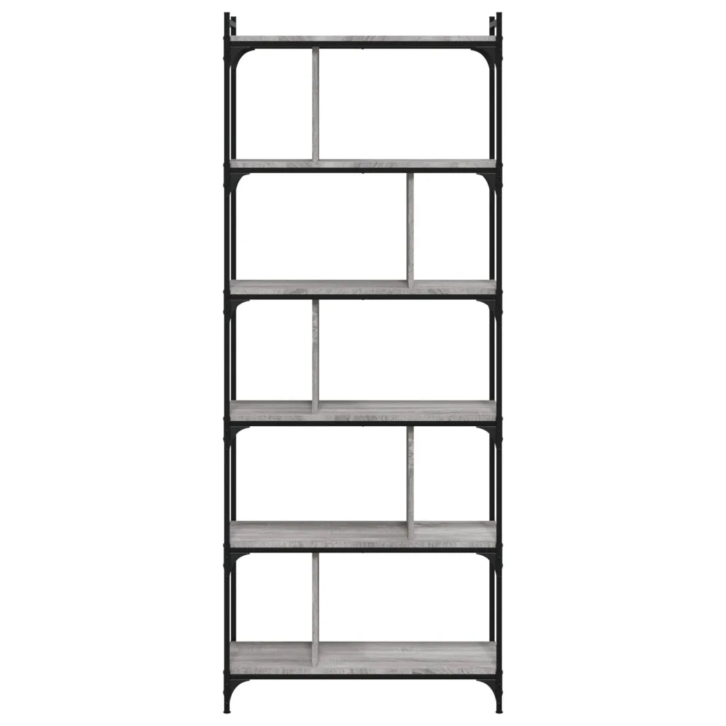 Libreria Grigio Sonoma 6 Ripiani 76x32x192 cm Legno Multistrato 833948
