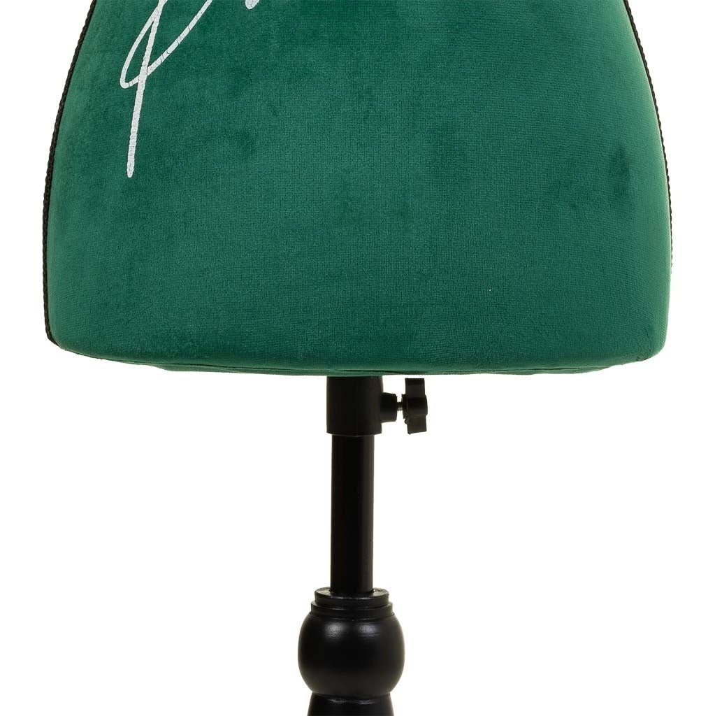 Manichino in legno e schiuma rivestito in tessuto verde 24x37,5x168h