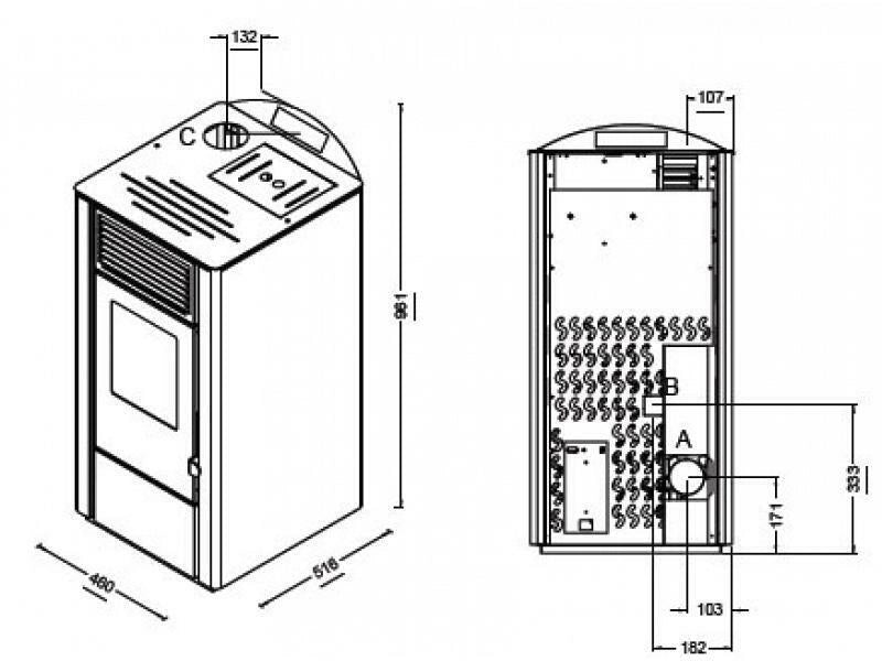 Stufa A Pellet Lory 9 Kw Nero Scarico Post.Sup.Telecomando - Eva Calor