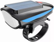 Lanterna per Bicicletta a Energia Solare - 120dB Allarme & 80m di Raggio - 3 Livelli di Luce + 5 Modalità di Suono - Ricaricabile tramite USB/Cella Solare - IPX4 Resistente all'Acqua - Per MTB/E-Bicicletta