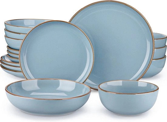 Servizio da Tavola Completo - 32 pezzi - 8 posti - Cottura a 40° - Piatti da Pranzo - Piatti da Dessert - Ciotole - Tazze - Scodelle - Set da Tavola in Porcellana