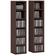 Set di 2 colonne di scaffalature per CD-DVD con 12 scomparti 21 x 19,2 x 88,3 cm capacità 160 CD marrone