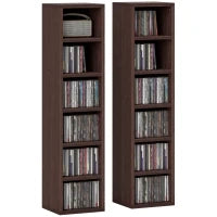 Set di 2 colonne di scaffalature per CD-DVD con 12 scomparti 21 x 19,2 x 88,3 cm capacità 160 CD marrone