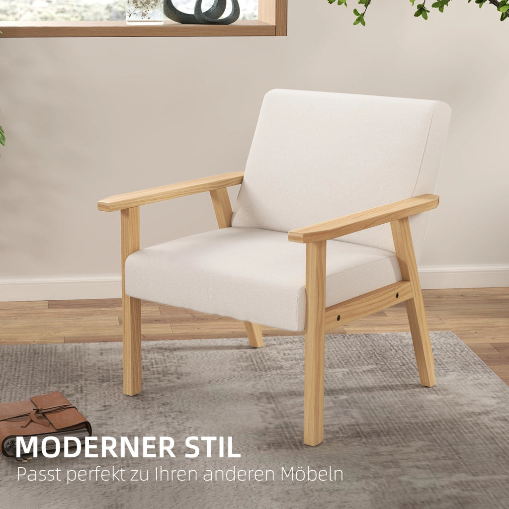 POLTRONA Scandinava 64 x 70 x 72 cm Lino Crema