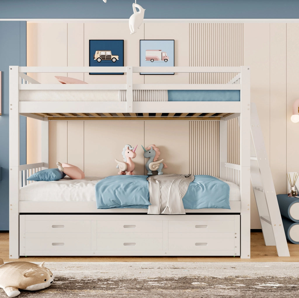 Letto a castello 90x200 cm con letto estraibile e 3 cassetti