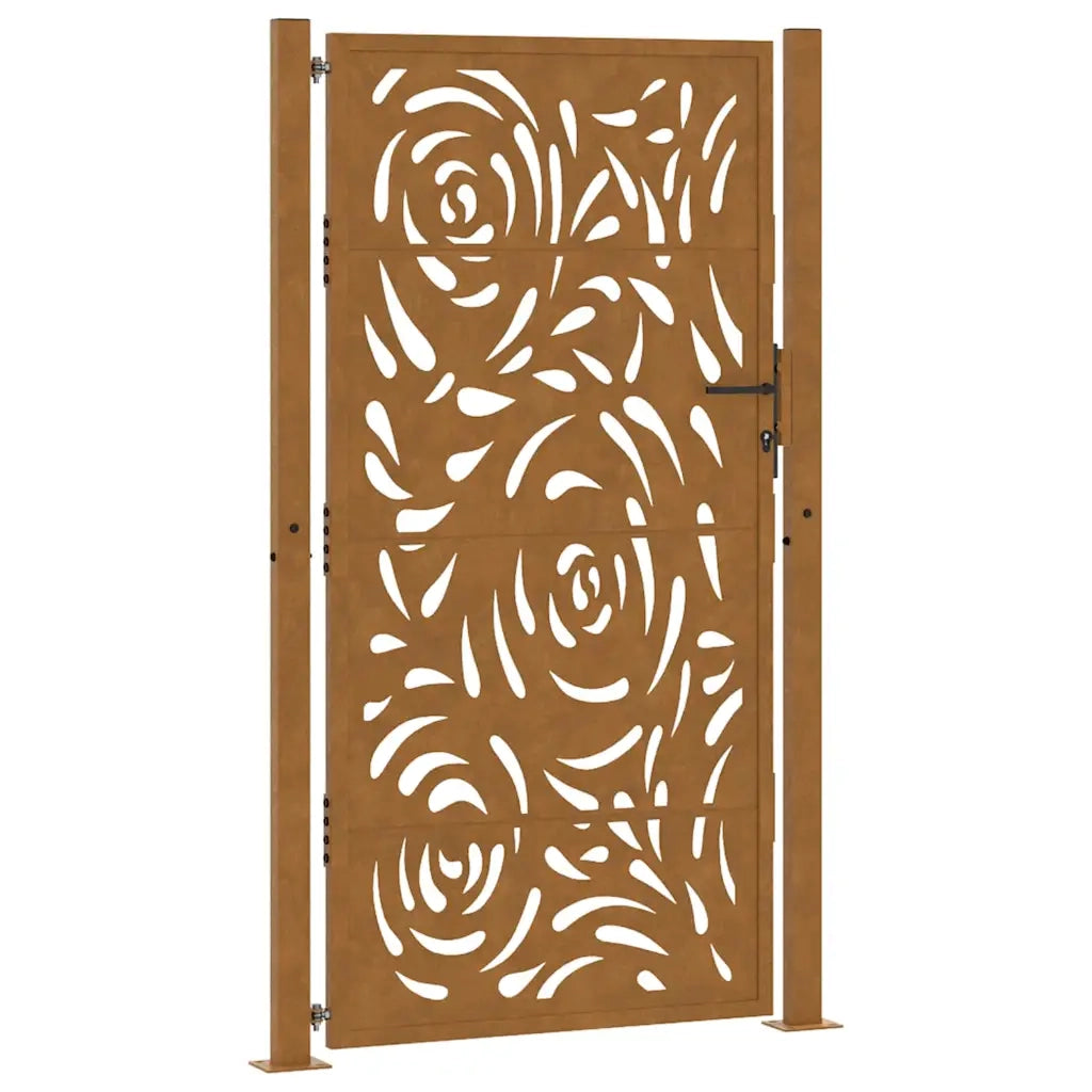 Cancello da Giardino 105x180 cm Acciaio Corten Design a Fiamma