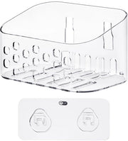 Cassa di stoccaggio per bagno trasparente - acqua resistente - perforata - forte portata - 16 x 10 x 8,9 cm