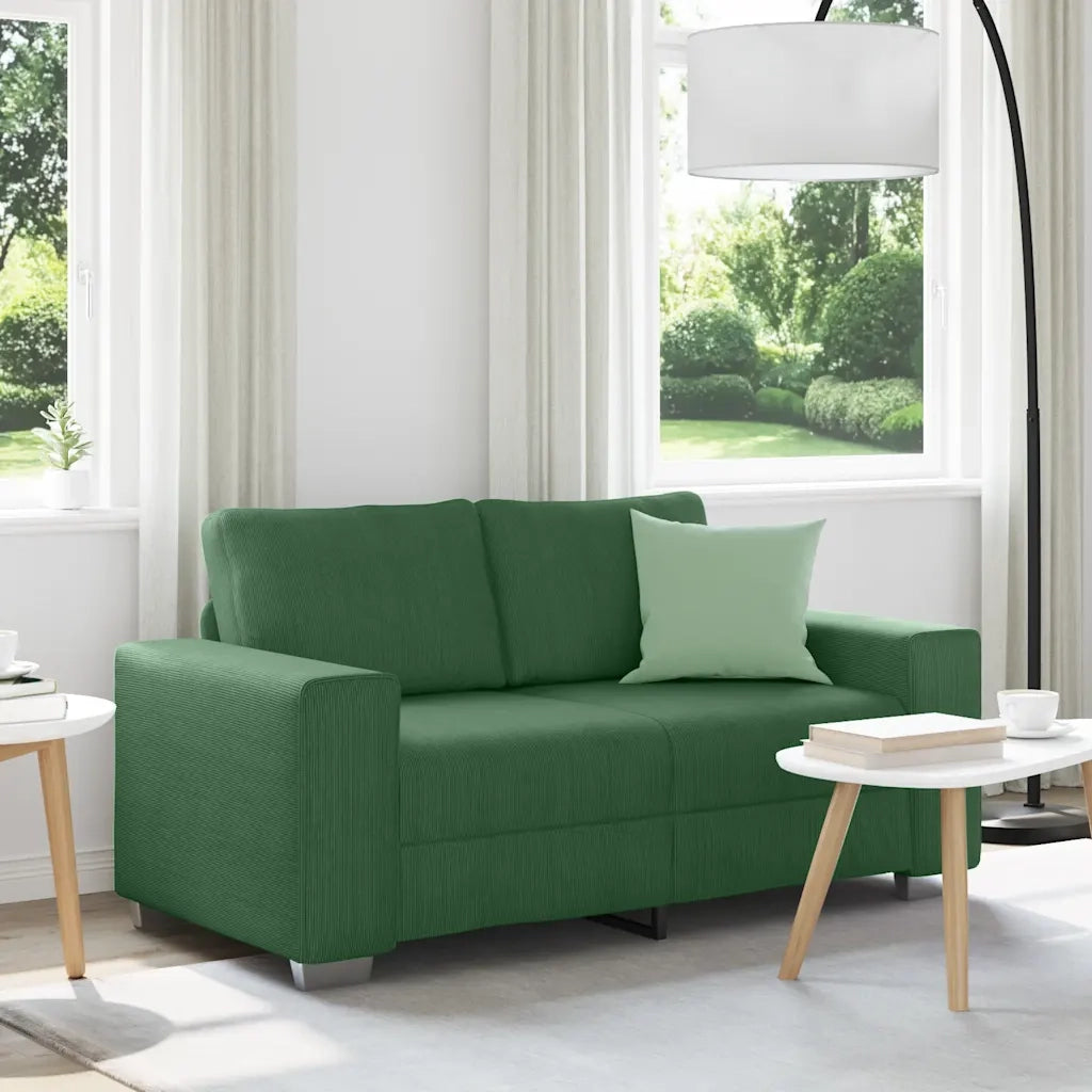 Divano Divanetto Verde Scuro 160x77x82cm Tessuto di Velluto a Coste 4105197