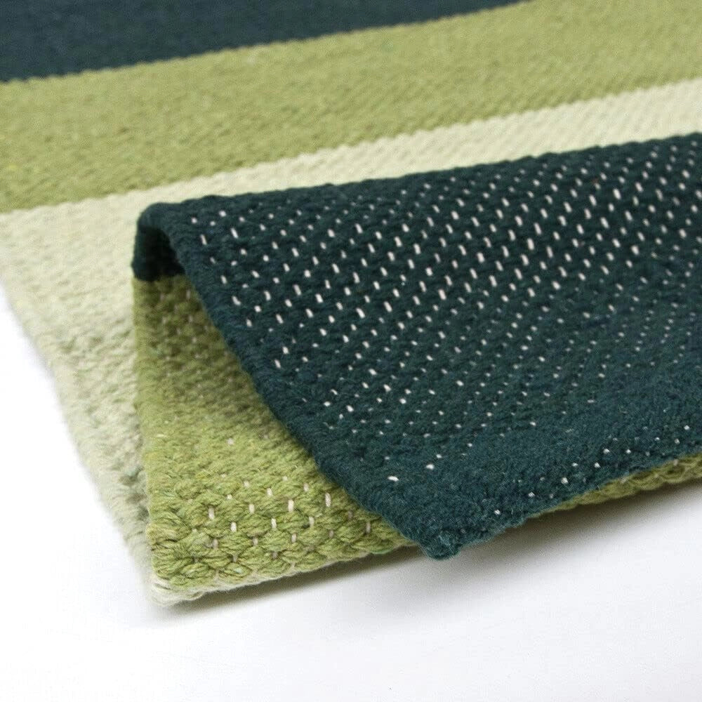 Tappeto Cucina Bagno Puro Cotone Assorbente Intrecciato a Mano Verde 55x280 cm