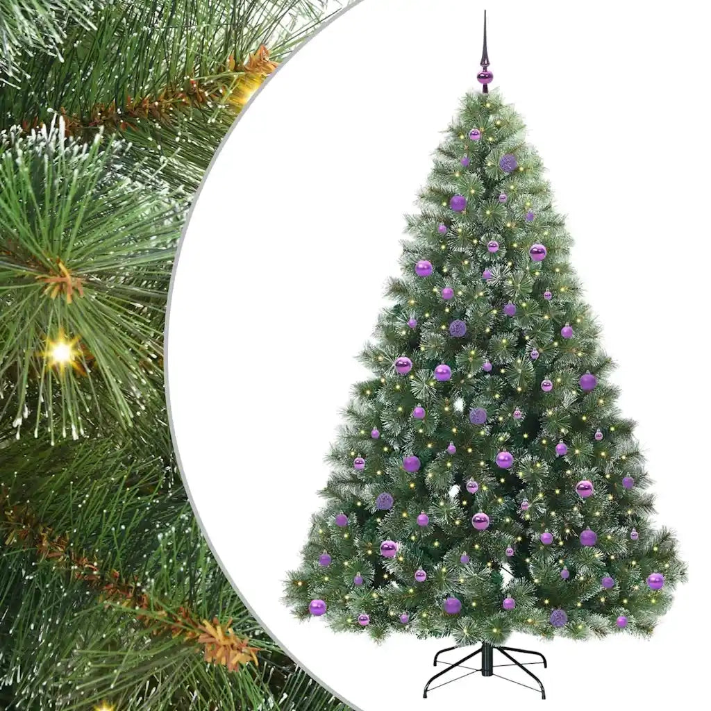 Albero di Natale Artificiale-Albero Natalizio con 300 LED Verde 210 cm PE e PVC 423586