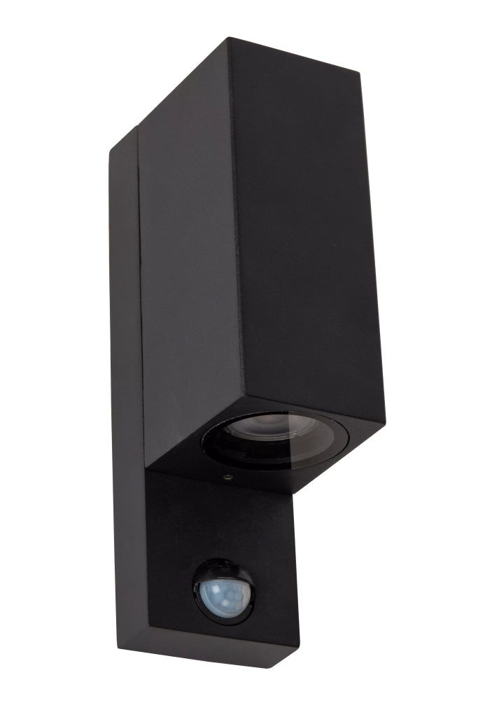 Applique esterna nera IP65 con sensore 2xGU10 Lucide