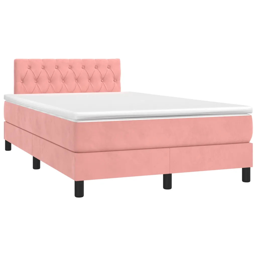 Letto a Molle con Materasso e LED Rosa 120x190 cm in Velluto 3270176