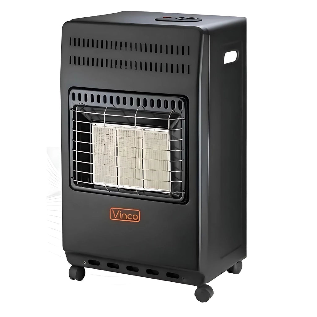 VINCO COD.71406 Stufa A Gas Con Bombola 4200W Con 3 Fuochi- Nero Opaco+Kit Montaggio Stufe, Fornelli, Cucine Gpl (Regolatore + Tubo + Fascette) 0.5 Metri