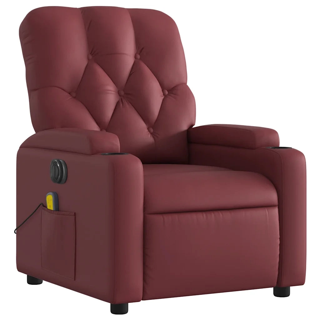 Poltrona Massaggiante Reclinabile Rosso Vino in Similpelle 3204769
