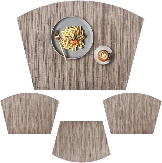 Set di piatti in PVC a forma di capelli - lavabile e pratico - set da 4 - marrone - vinile