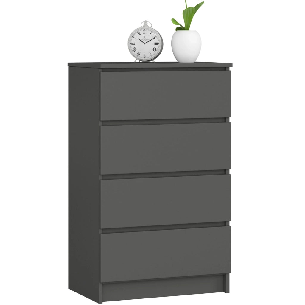 Cassettiera AKORD K60 Cassettiera Grigia Grafite 60 cm 4 cassetti 60x40x99 cm