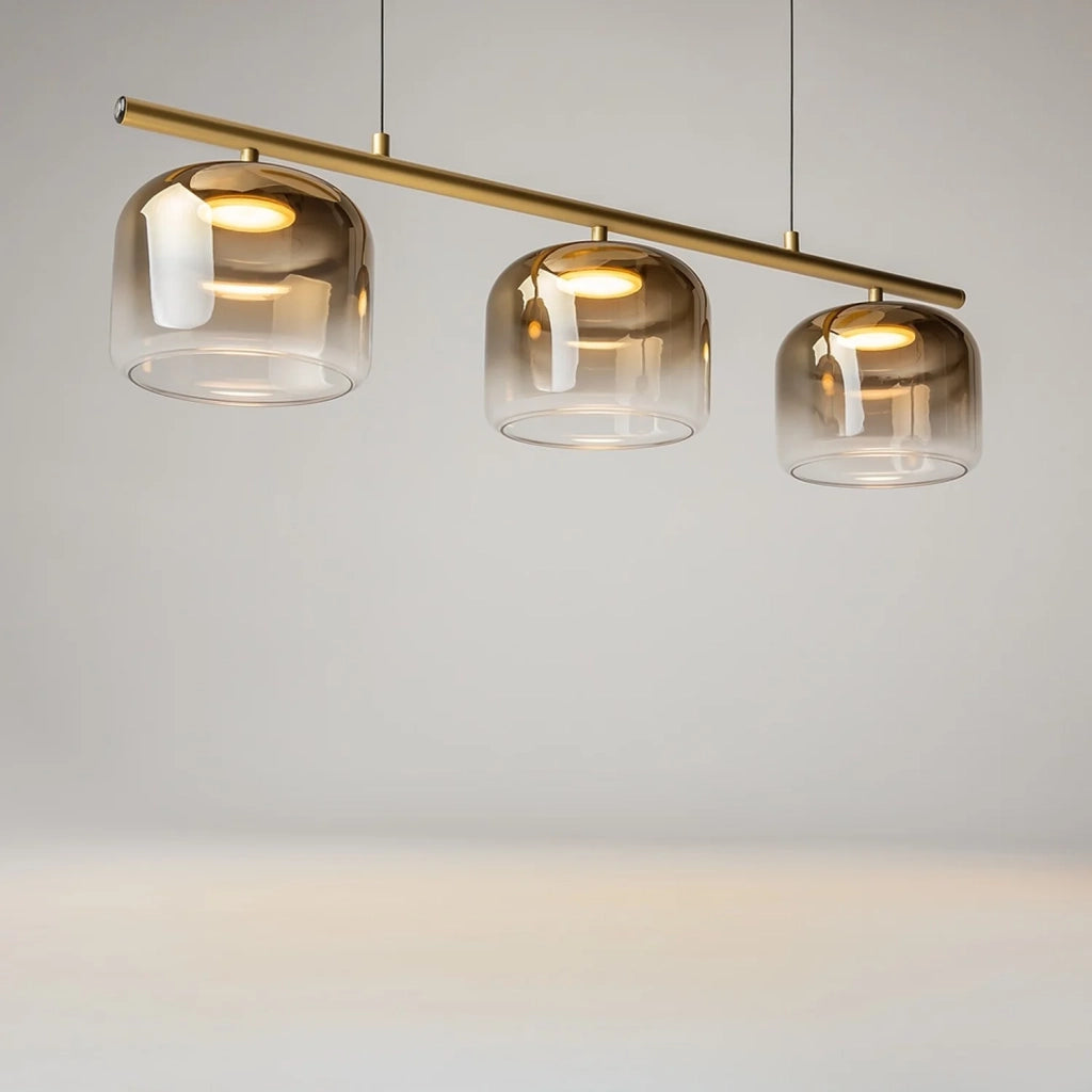 Lampadario Contemporaneo Spirito Metallo E Vetro Oro 3 Luci Led 14W