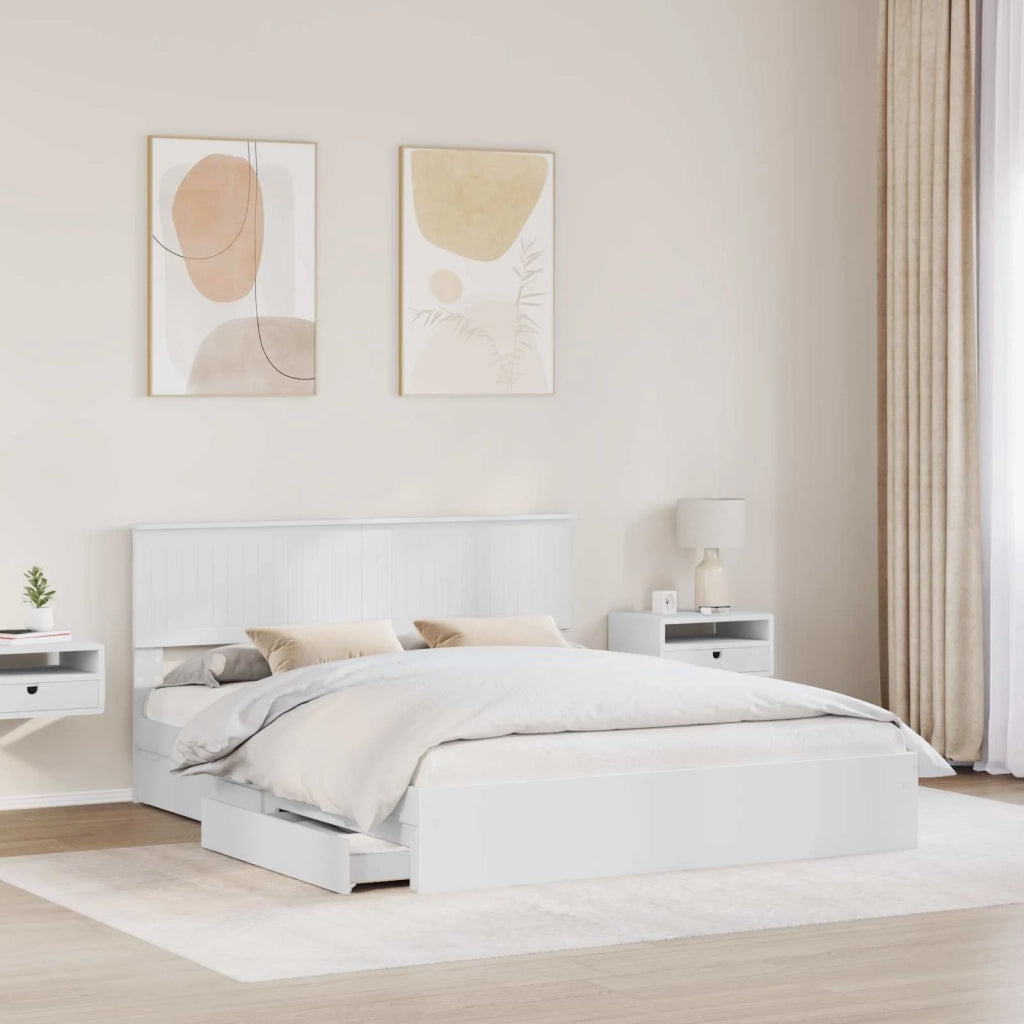 Letto con Contenitore Bianco 160 x 200 cm Legno multistrato 3410777