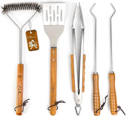 Accessori per barbecue, acciaio inossidabile, set di forchette BBQ di alta qualità, con borsa portatile, set di attrezzi per barbecue perfetto per uomini, con termometro per carne, regalo.