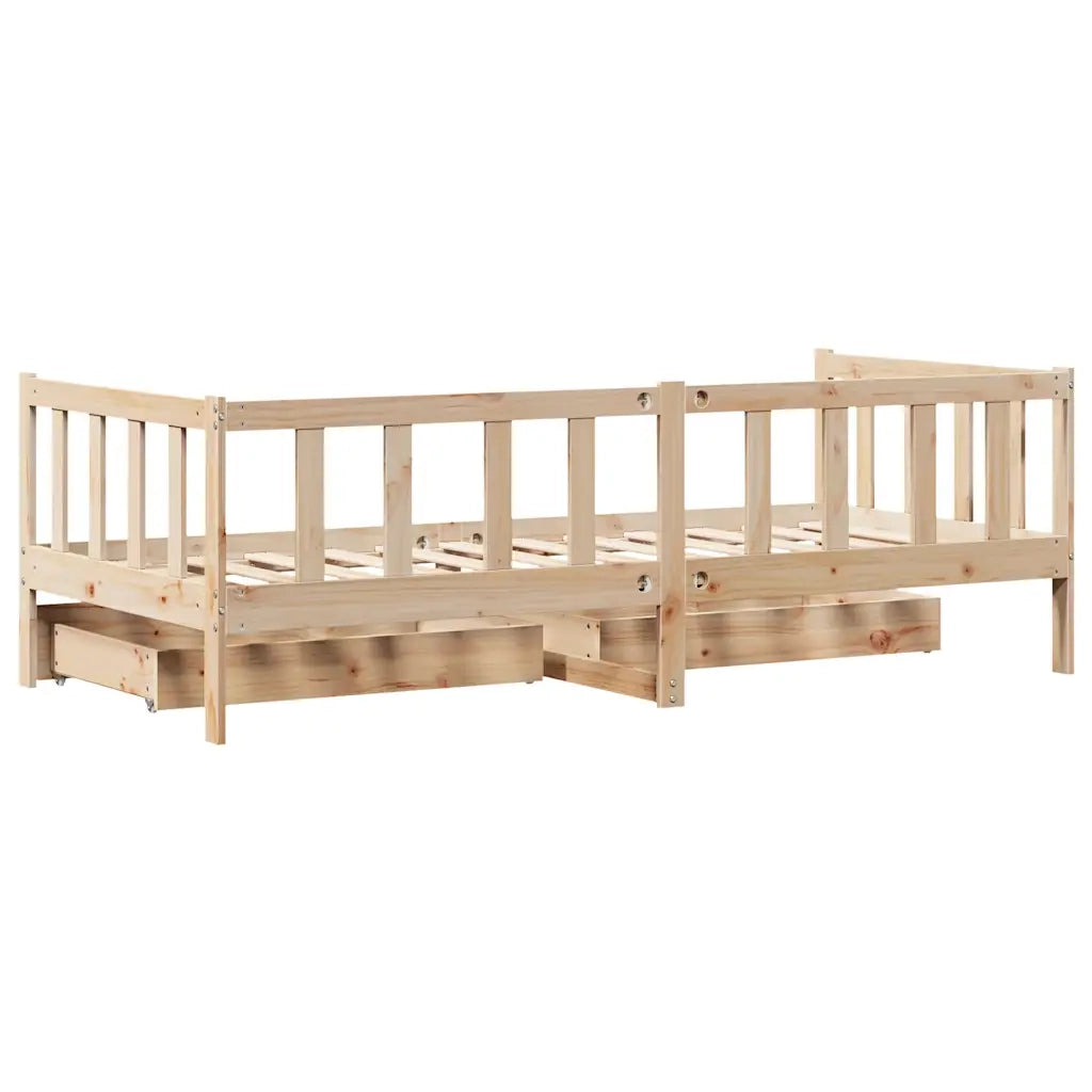 Dormeuse con Cassetti 90x190 cm in Legno Massello Pino 3302073